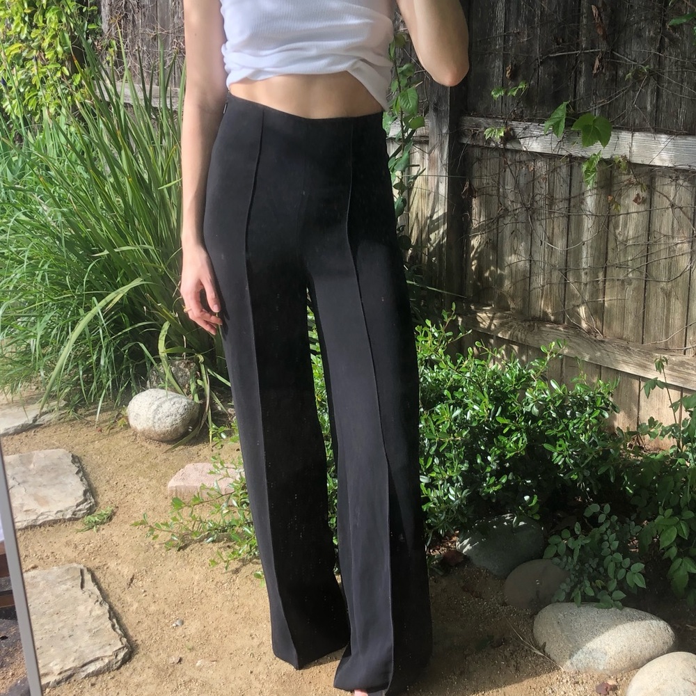 mango long wide leg trousers